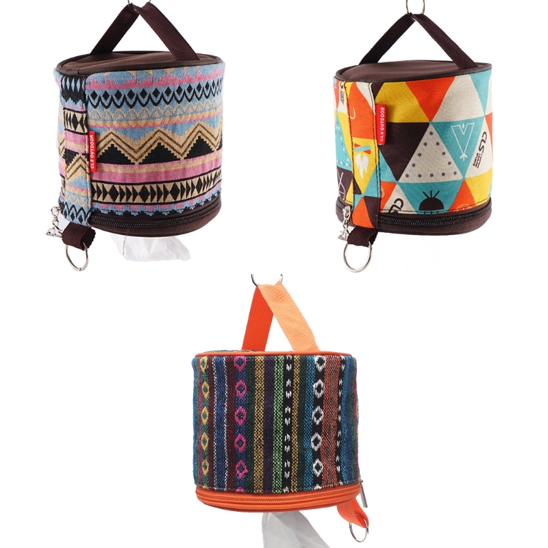 Outdoor Camping National Style Folding Toilet Paper Tissue Case Holder Portable Travel Napkin Storage Bag Durable Box