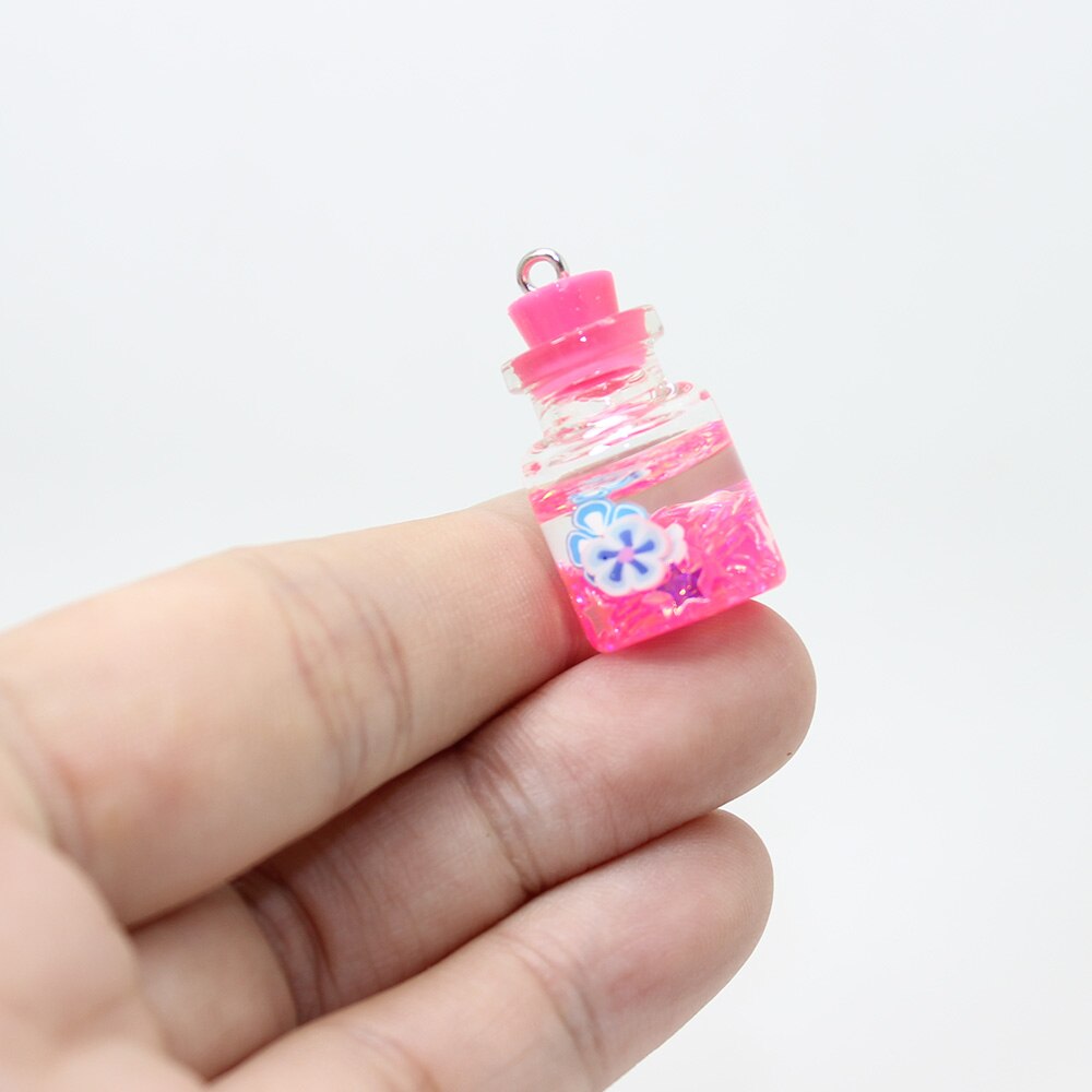 8pcs-- 25*15mm Candy Color Sequined Flower Glass Wishing Bottle Charm Pendant for Jewelry DIY Earrings.Bracelet,Necklace: 7