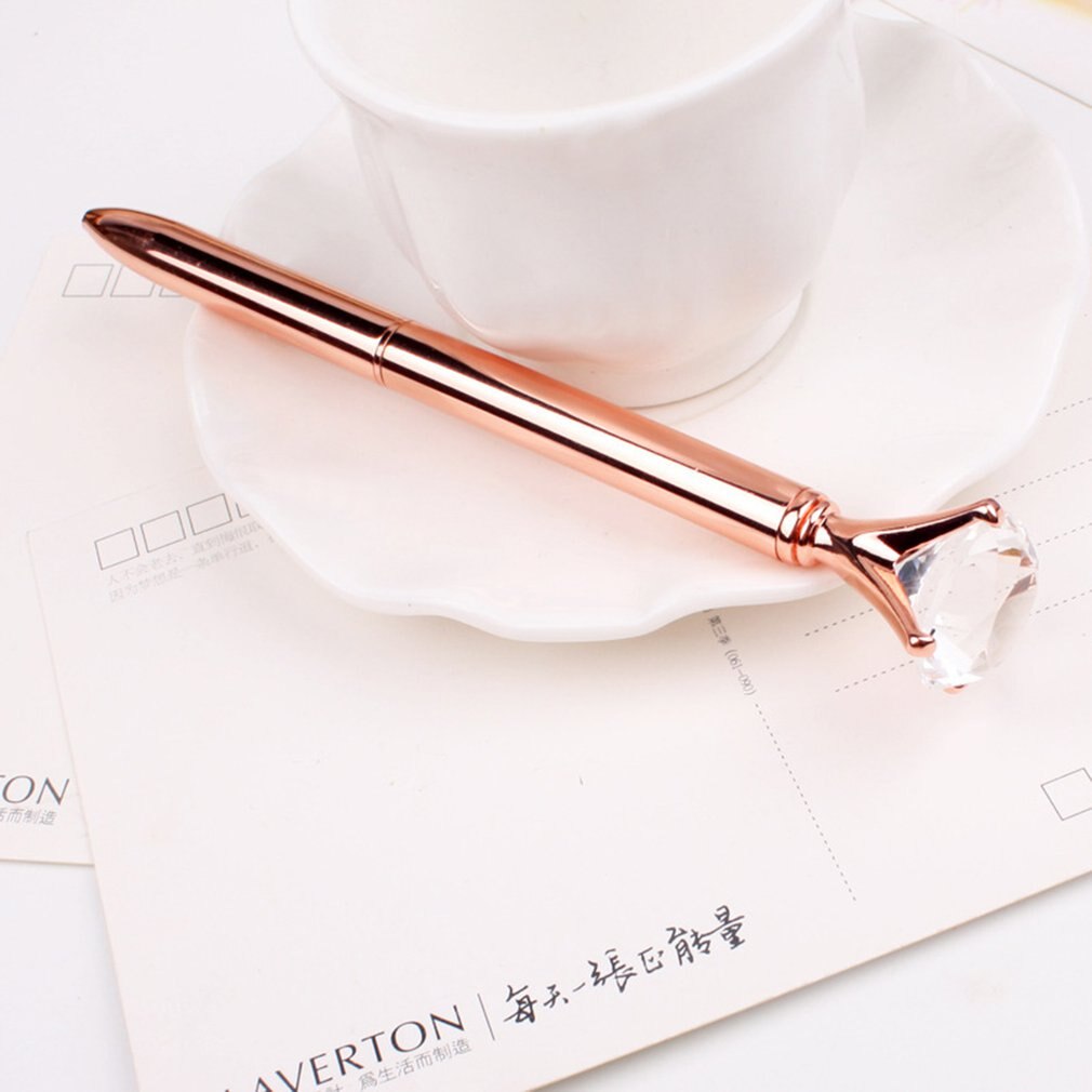 Luxury Portable Big Crystal Pen Diamond Ballpoint Pens Stationery Ballpen Home Office School Supplies: Rose gold