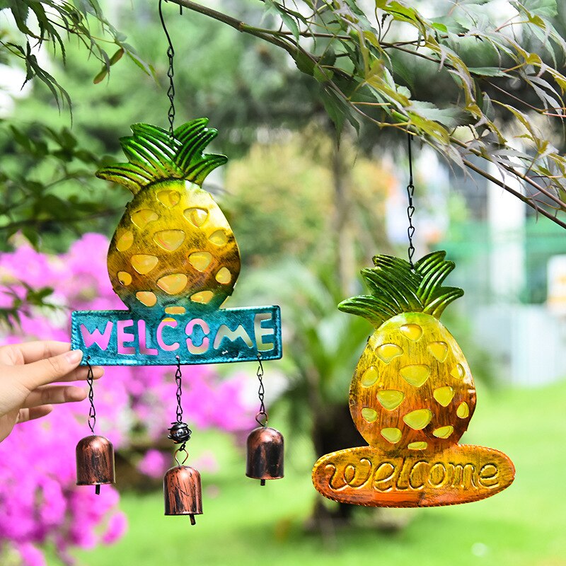 Abacaxi Kawaii Chrines Sino de Vento Ao Ar Livre Decoração Do Jardim Do Metal Pendurado Na Parede Para Sala de estar Da Casa de Café Decoração Do Gramado Do Pátio