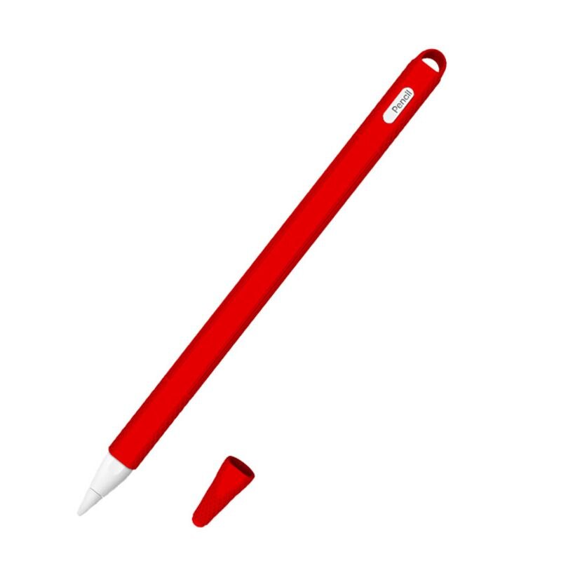 Tablet touch stylus pen beskyttende dæksel taske blød silikone tip hætte ærme skridsikker til æbleblyant 2: Rød