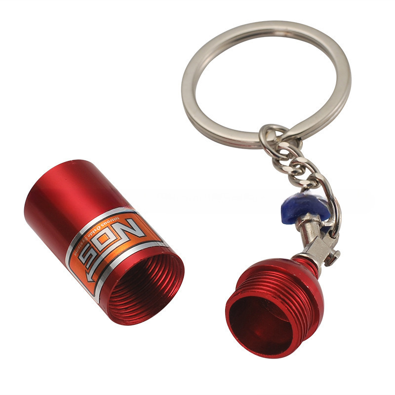 LLavero de Metal con forma de botella de nitrógeno para coche, caja de pastillas de almacenamiento, , Interior de motocicleta