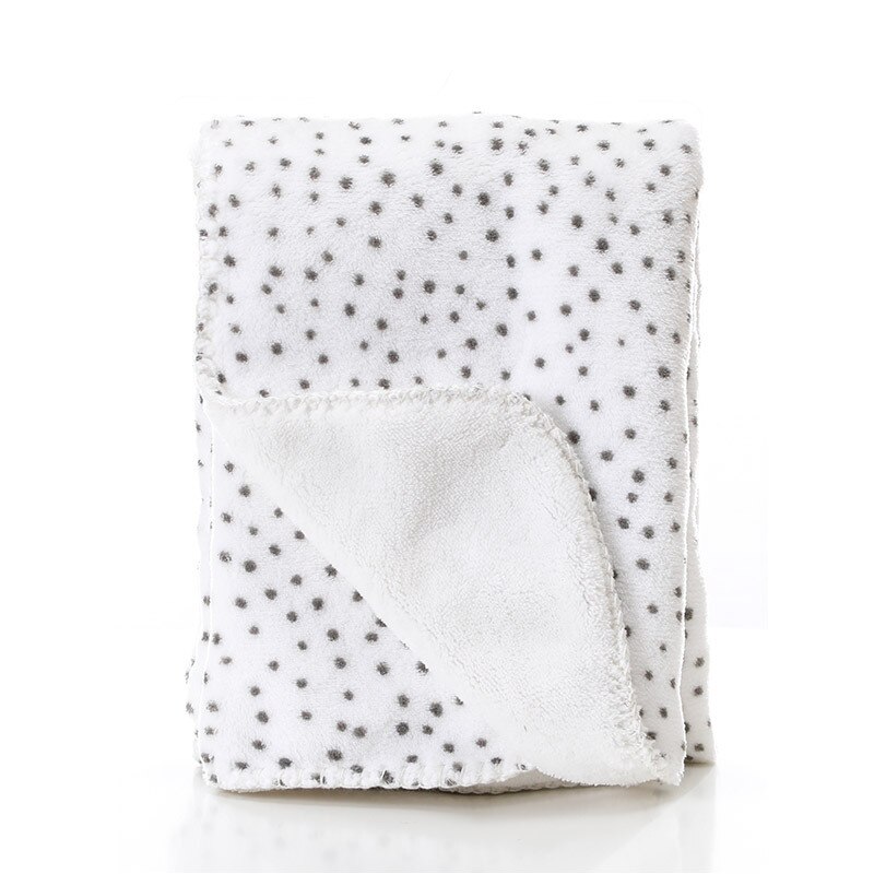 2 lager tjock vinter barnfilt grå stjärna supermjuk fluffig småbarn babyfilt sängkläder täcke linda baksätesfilt: Svart punkt / 75 x 100cm
