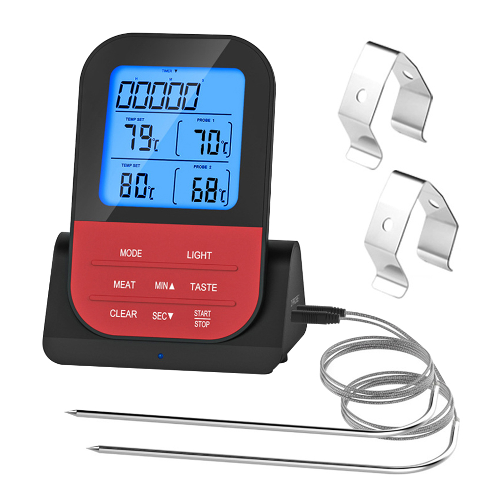 Wireless Remote Meat Thermometer Dual Probe Digital Backlight Cooking Oven BBQ Kitchen Food Thermometer Grilling Barbecue: B