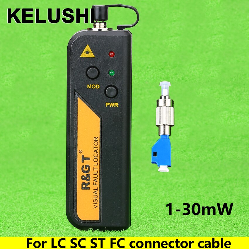 KELUSHI 1-30mW Sorgente di Luce Rossa Mini Visual Fault Locator Cavo In Fibra Ottica Tester LC/FC/SC/ST Adattatore Cavo In Fibra Ottica CATV
