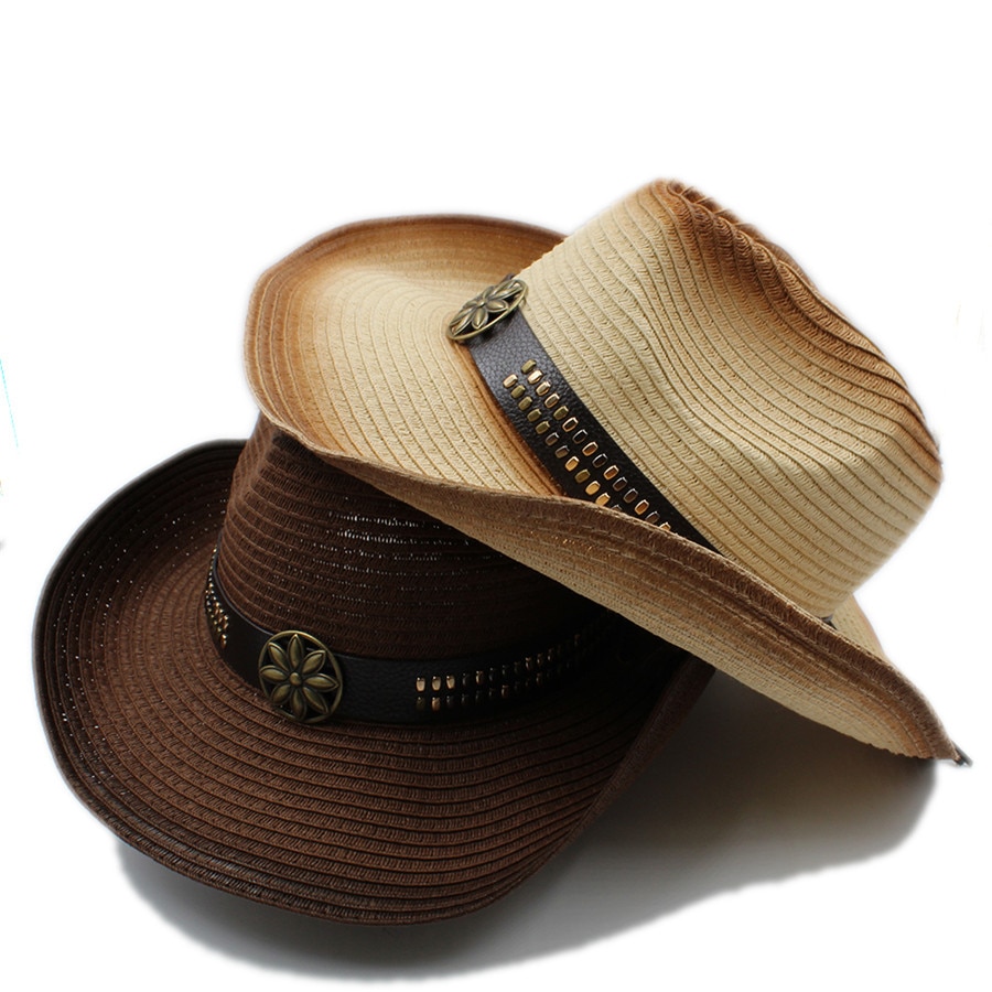 Dames heren stro holle western cowboyhoed voor heer cowgirl jazz kerk pet vader zomer sombrero strand zonnehoed