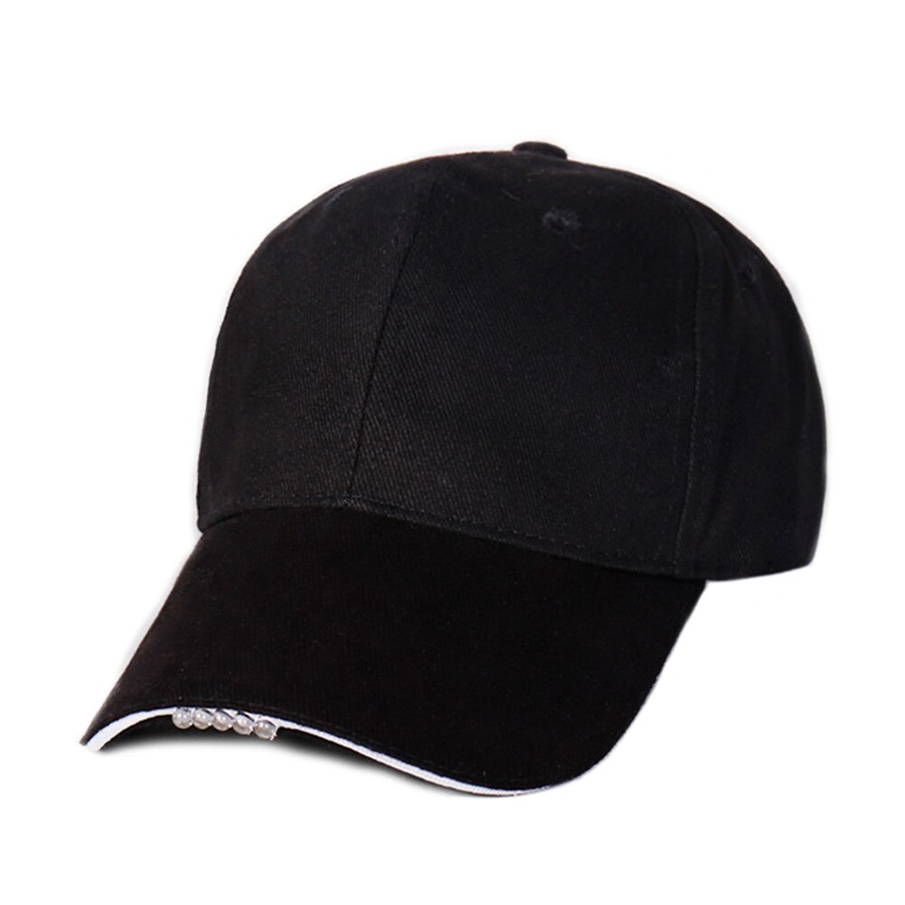 Handen Gratis Cap Met Koplamp Super Heldere Led-verlichting Unisex Baseball Cap Zaklamp Hoed Voor Vissen Jogging Hoofd Lamp: Black