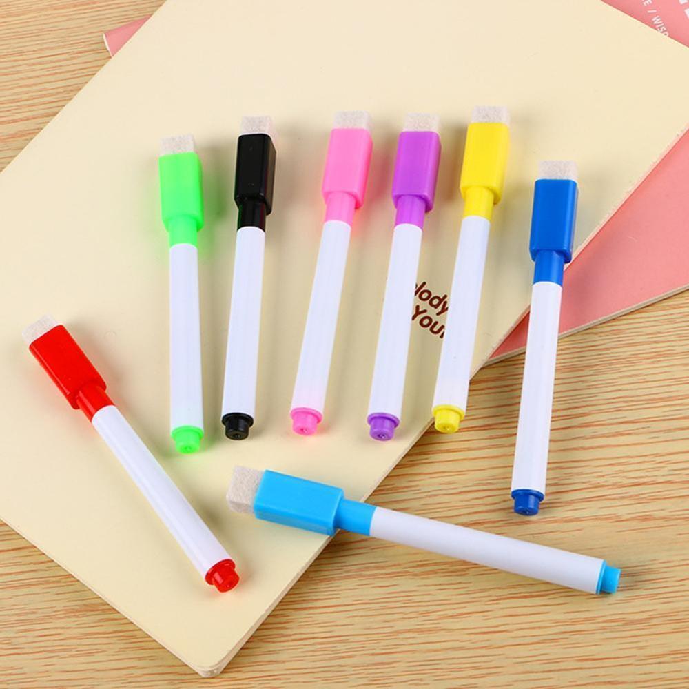 10Pcs/Set Brand Magnetic Whiteboard Pen Erasable Dry Markers White Office School In Supplies Magnet Eraser Built Board I1U7