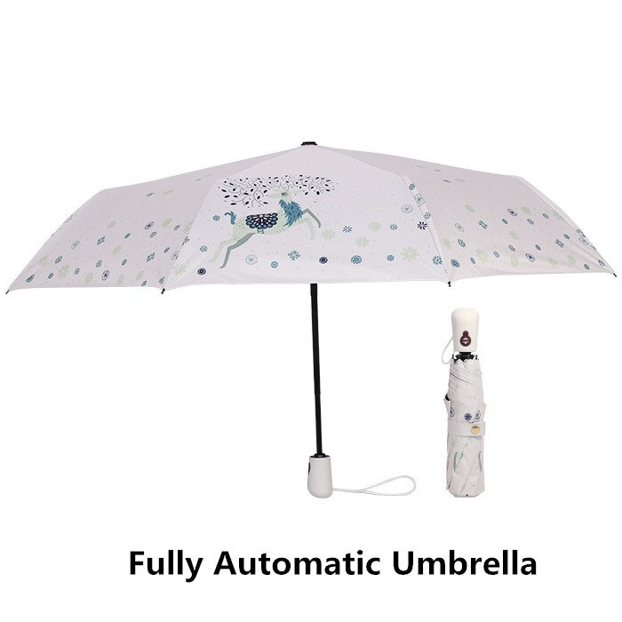 Kocotree Big Strong For Two People Fully Automatic Anti-UV Rain Sunshine Windproof Umbrellas For Women Ladies Giraffe: White elk