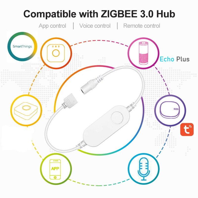 DC12V-24V Mini Zigbee Lighting Dimmer Led Dimmable 5050 3528 Single Color LED Strip Light Controller Work With H-u-e Smartthings