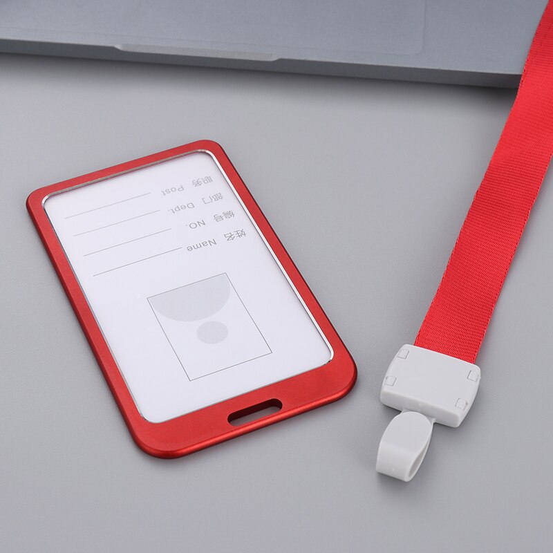 1Pc Aluminium Werk Naam Kaarthouders Visitekaartje Werk Card Id Badge Lanyard Houder Verticale Metalen Id Business case