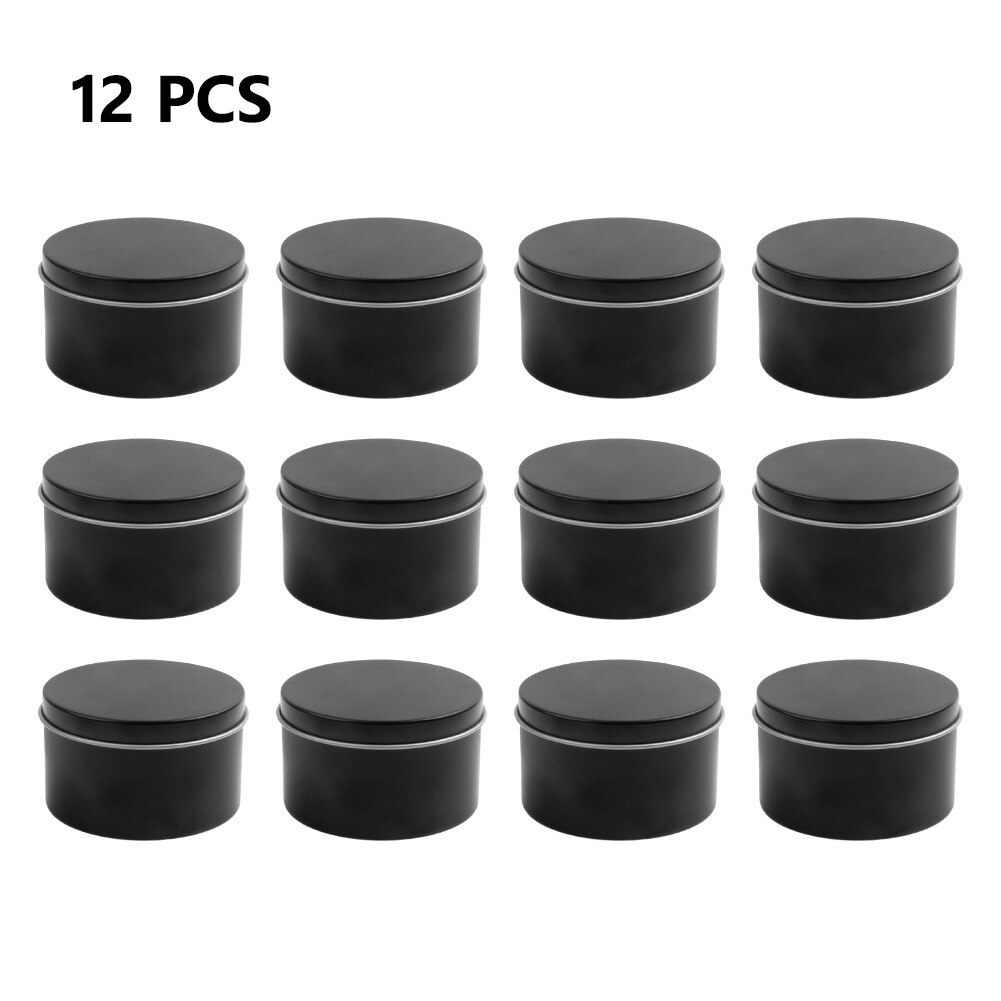 Candle Making Supplies DIY Candle Beeswax Arts Crafts Tin Jars Wick & Holder Supplies Candle Make Pouring Pot Candle Tins: 12x black candle tin