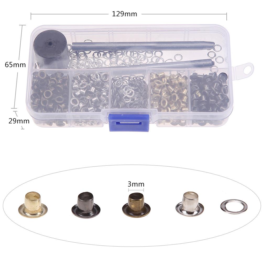 Metall ögla set läder hantverk reparation grommets scrapbooking gör det själv läder hål kläder tillbehör med hand knackning verktyg: 3mm