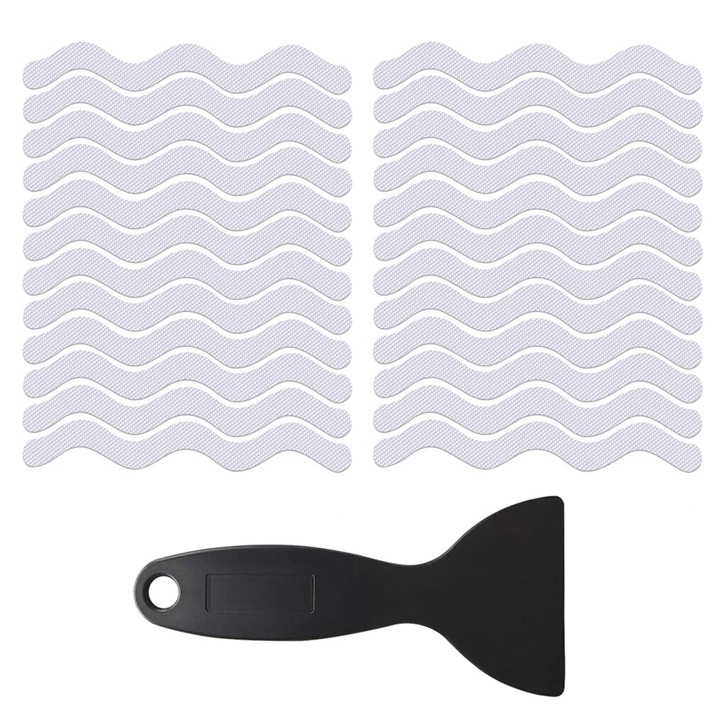 24pcs Bathtub Stickers Anti Slip Bath Tape Shower Pad With Shovel For Stairs Outdoors Safety Shower Strips Mat Textured Treads: Gray