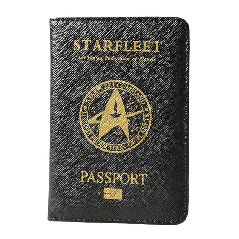 HEQUN-couverture de passeport Starfleet noire, blocage Rfid, support de passeport en cuir Pu, pour Id étui pour cartes de crédit, couverture de voyage,