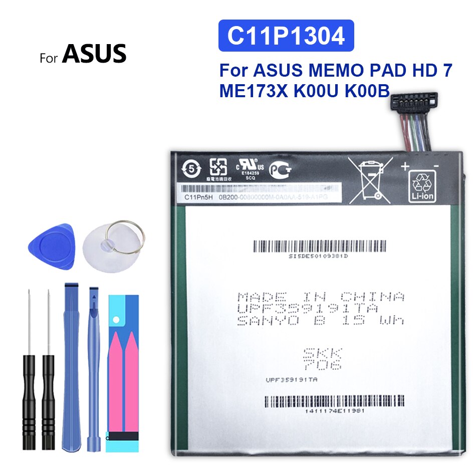 Batería de repuesto C11P1304 para ASUS MEMO PAD HD 7 ME173X K00U K00B HD7, 3950mAh, número de seguimiento