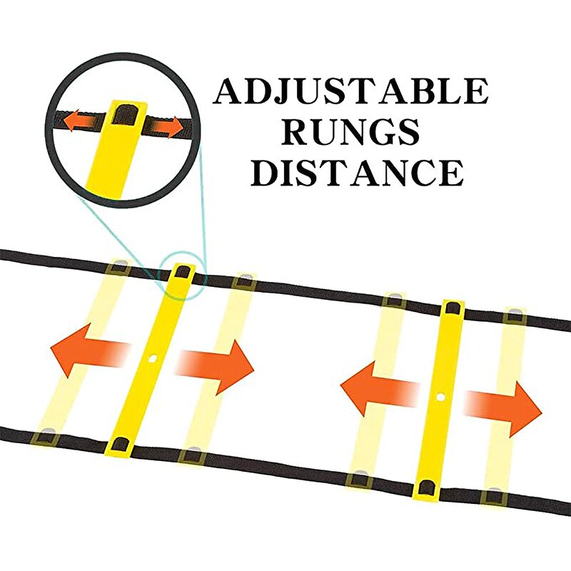 Adjustable 6 m 12 Rungs Agility Ladder 42 Inch Speed Parachute Set Football Soccer Sport Drills Trainer