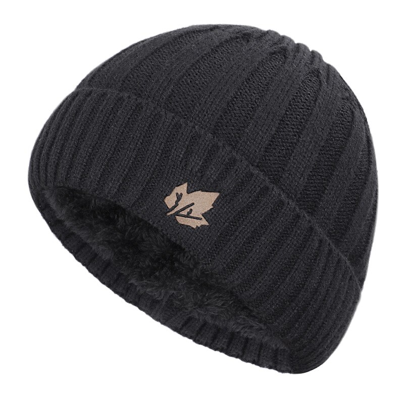 Chapeau écharpe d'hiver en feuille d'érable | Chapeau pour hommes et femmes, chapeau rayé en coton, tricot , ensemble écharpe en velours Plus bavoir épais,: Black-2
