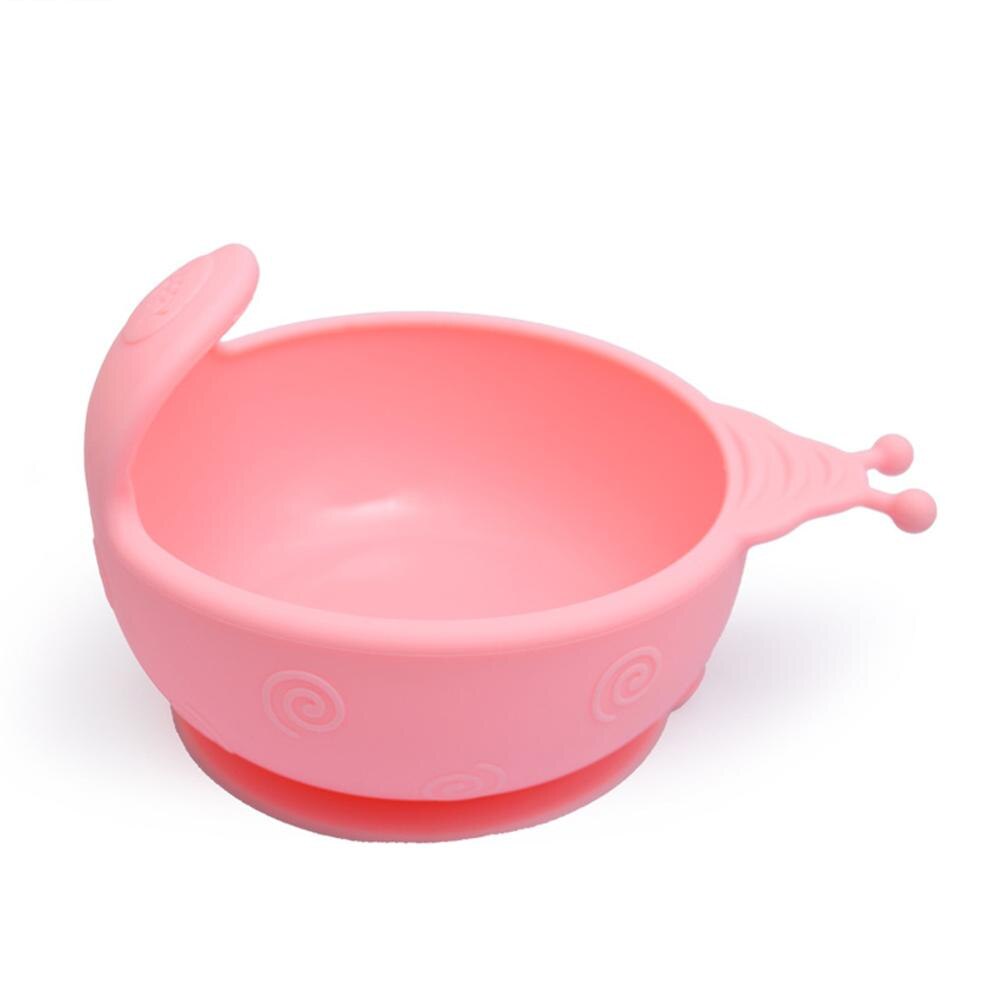 Tazón de silicona con forma de caracol para bebé, vajilla de alimentación de aprendizaje resistente al deslizamiento, Plato/bandeja para niños, vajilla con ventosa para bebé: Rosa