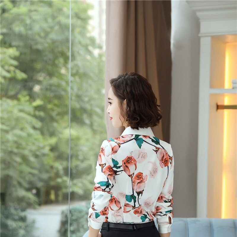 Herfst Winter Gedrukt Lange Mouwen Blouses & Shirts Voor Vrouwen Business Werkkleding Vrouwelijke Blouse Tops Ol Stijlen Shirt