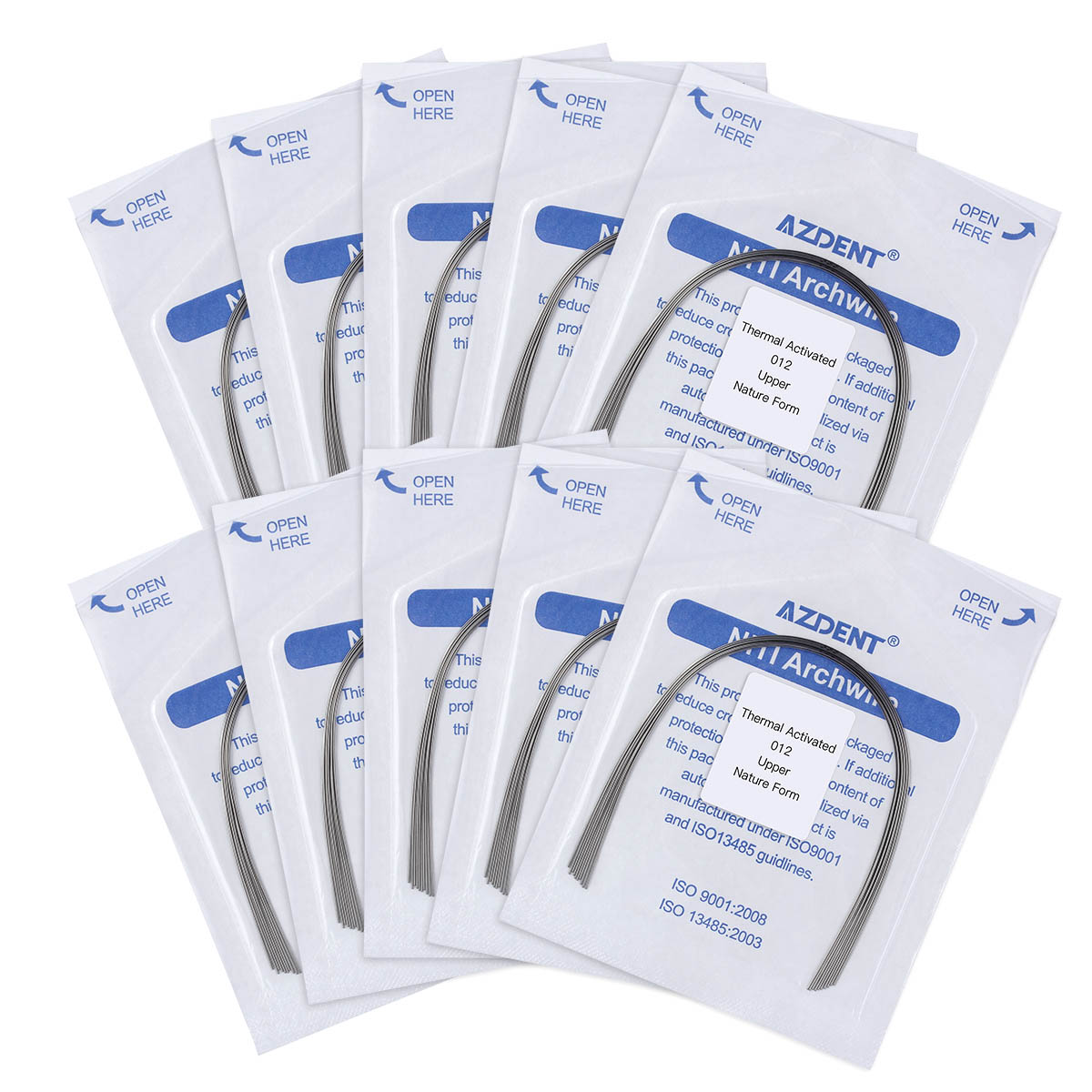 AZDENT 10 Pcs/Pack Dental Orthodontic Niti Thermal Activated Round Arch Wire Natural Form
