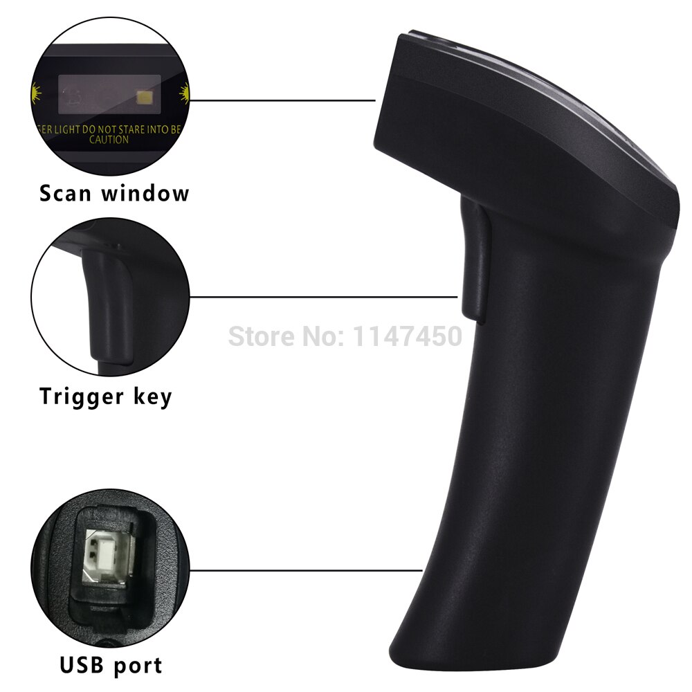 1D 2D 2.4Ghz Wireless Barcode Scanner,QR Bar code Reader 30-100 meters Transfer Distance,16M Storage Space,Data Matrix,PDF 417