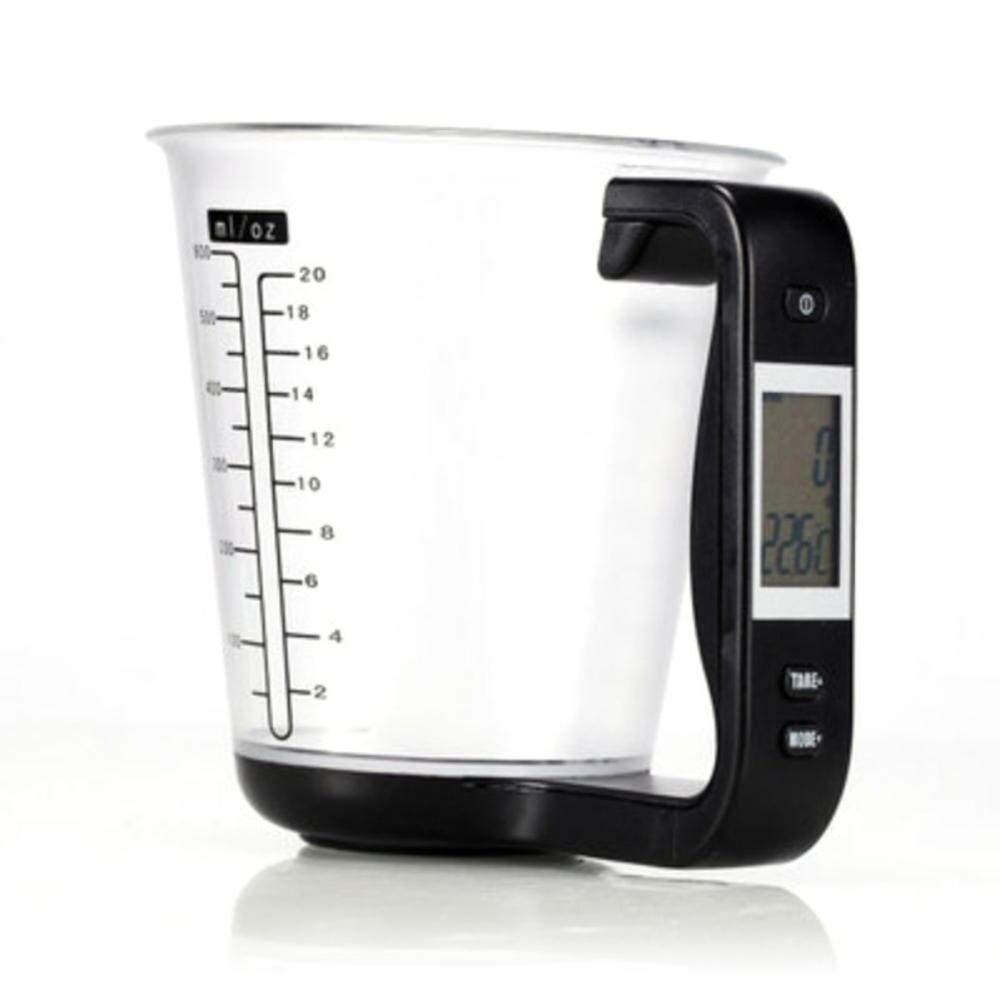 Multi-Function Kitchen Electronic Measuring Cup Kitchen Scale Digital Detachable Automatic Measuring Cup: Black