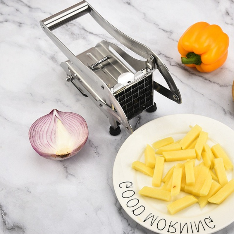 Frietensnijder Roestvrijstalen aardappelversnipperaar met 2 messen Handmatige voedselsnijder Dicer Multifunctionele groentefruitversnipperaar