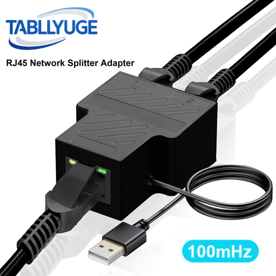 Ethernet Splitter 1 to 2 RJ45 100Mbps Dual Port Ethernet Cable Network Splitter Cable Extender for PC Laptop TV Router computer
