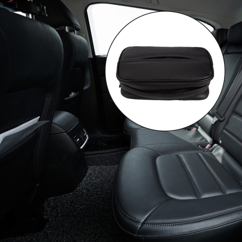 PU Leather Car Tissue Box Pumping Paper Case Tissue Holder Auto Sun Visor Paper Organizer Napkin Container for Universal Car