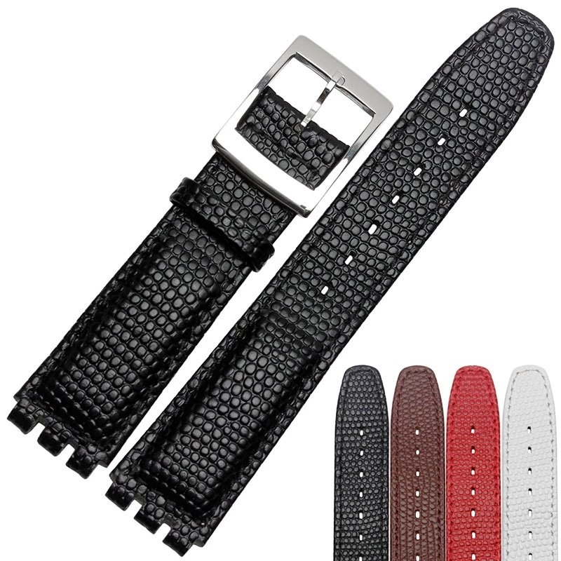 17Mm Hagedis Patroon Horloge Band Lederen Band Vervangende Polsband Voor Swatch Ycs Yas Ygs Zwart Bruin Wit Armband