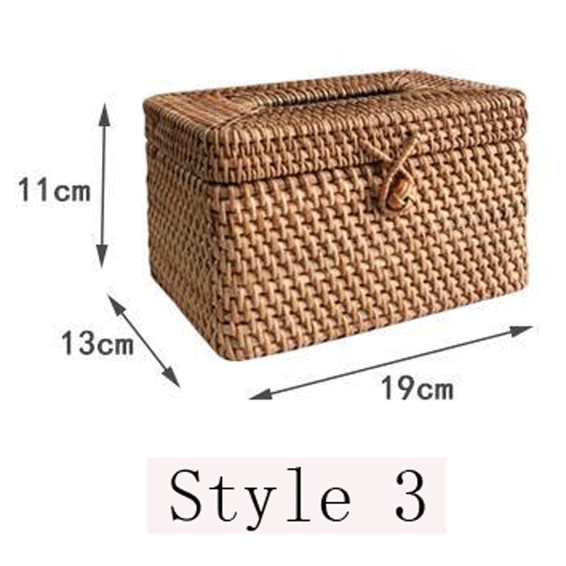 Rattan Tissue Box Home Decoration Handmade Desktop Tissue Rattan Tissue Box For Barthroom,Home,Hotel And Office: WHITE
