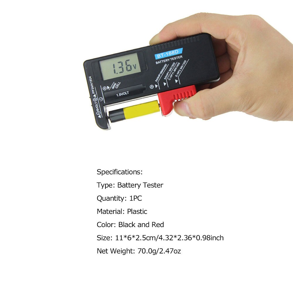 Digital batteri tester batteri kapacitans diagnostisk værktøj lcd display check aaa aa knapcelle universal tester