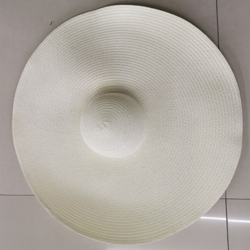 Summer Oversize Beach Hats For Women 25CM Brim Large Straw Hat Sun Protection Party Travel Hat: white