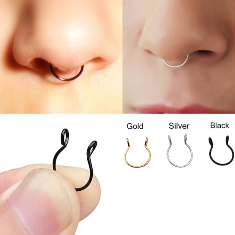 1Pcs U Vormige Nep Nose Ring Hoop Septum Ringen Roestvrij Staal Neus Piercing Nep Piercing Oreja Pircing Sieraden