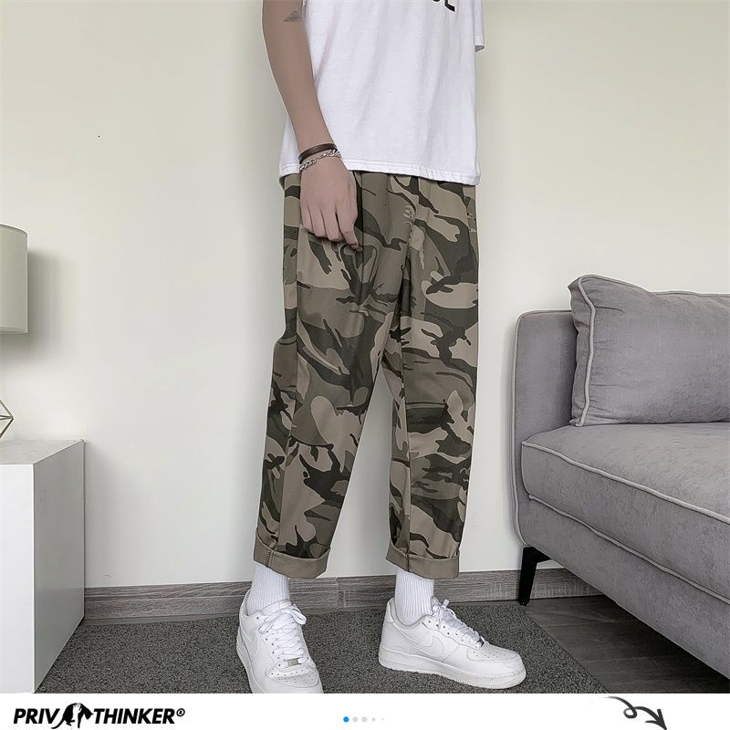 Privathinker Men's Camouflage Harem Sports Pants Autumn Korean Man Loose Ankle-Length Trousers Streetwear Male Casual Pants