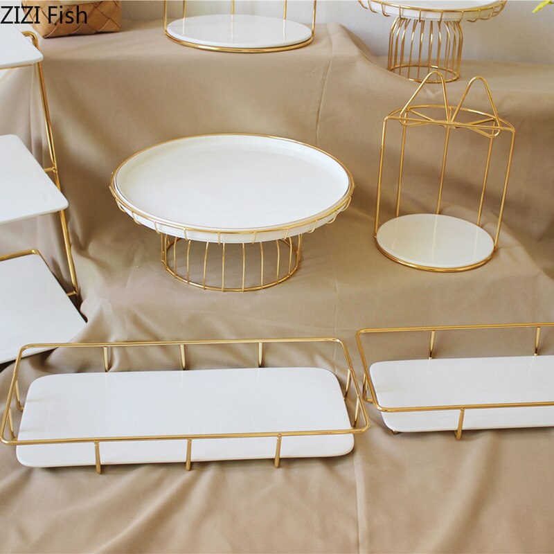 Three-tier Dessert Cake Tray Ceramic Dinner Plate Household Bread Dish Tableware Breakfast Platter Restaurant Hotel Dishes