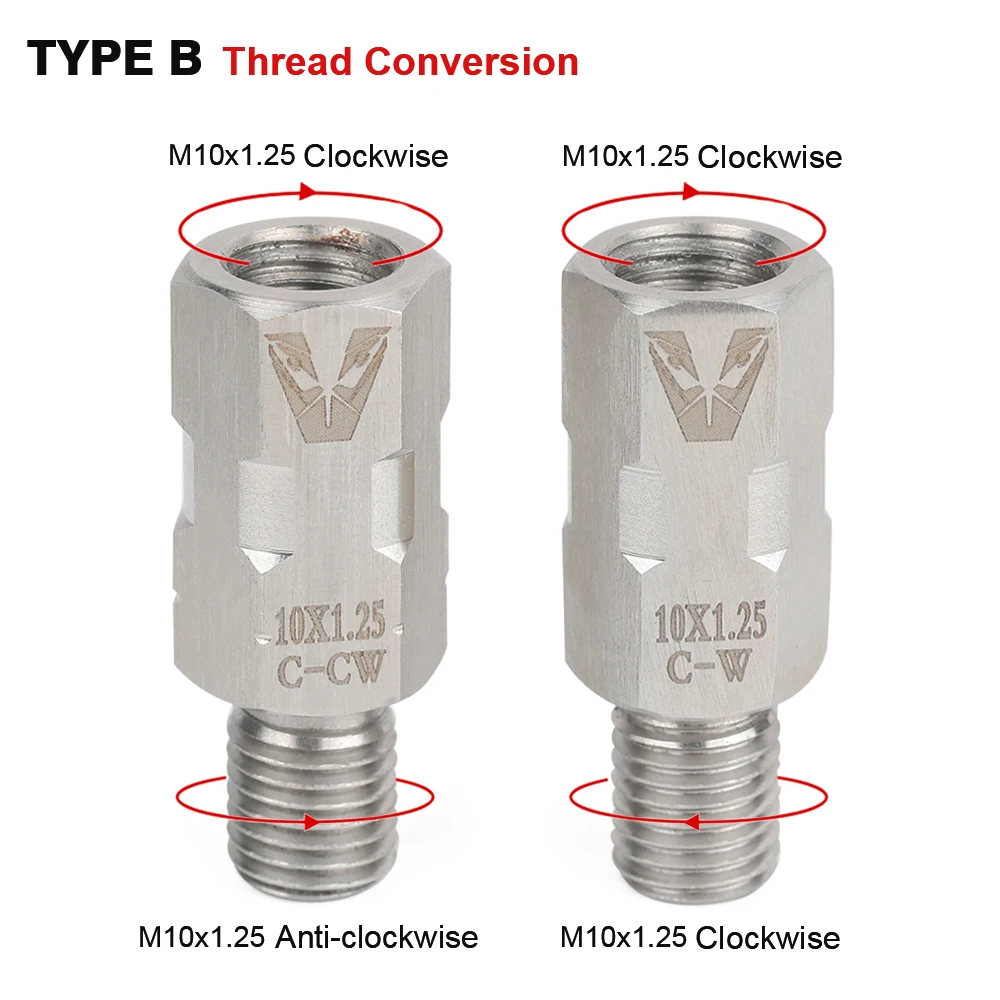 2 STUKS Motorfiets Spiegel Adapter M10 Met de klok mee Universele Achteruitkijkspiegel Schroefdraad Adapter Uitbreiding Stalen Bouten 10mm Verhoog: MULTI