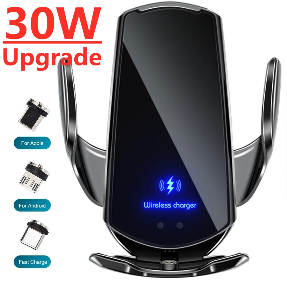 30W Car Wireless Charger Magnetic Automatic Car Mount Phone Holder For iPhone Samsung Xiaomi Infrared Induction QI Fast Charging