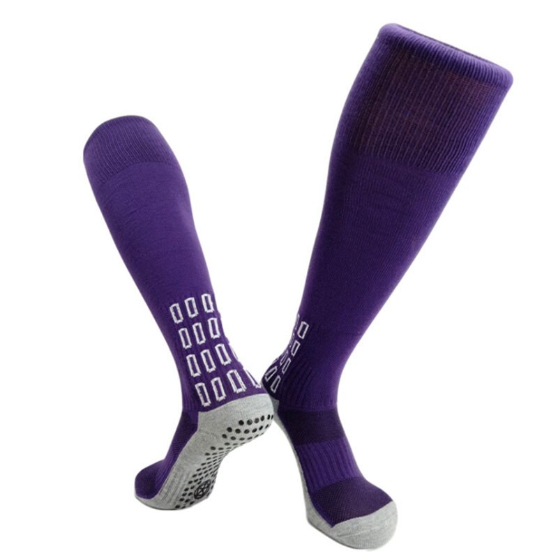 Adult Kids Football Socks Rugby Hockey Soccer Sport Breathable Elastic Anti-slip: Purple / L-For Adult