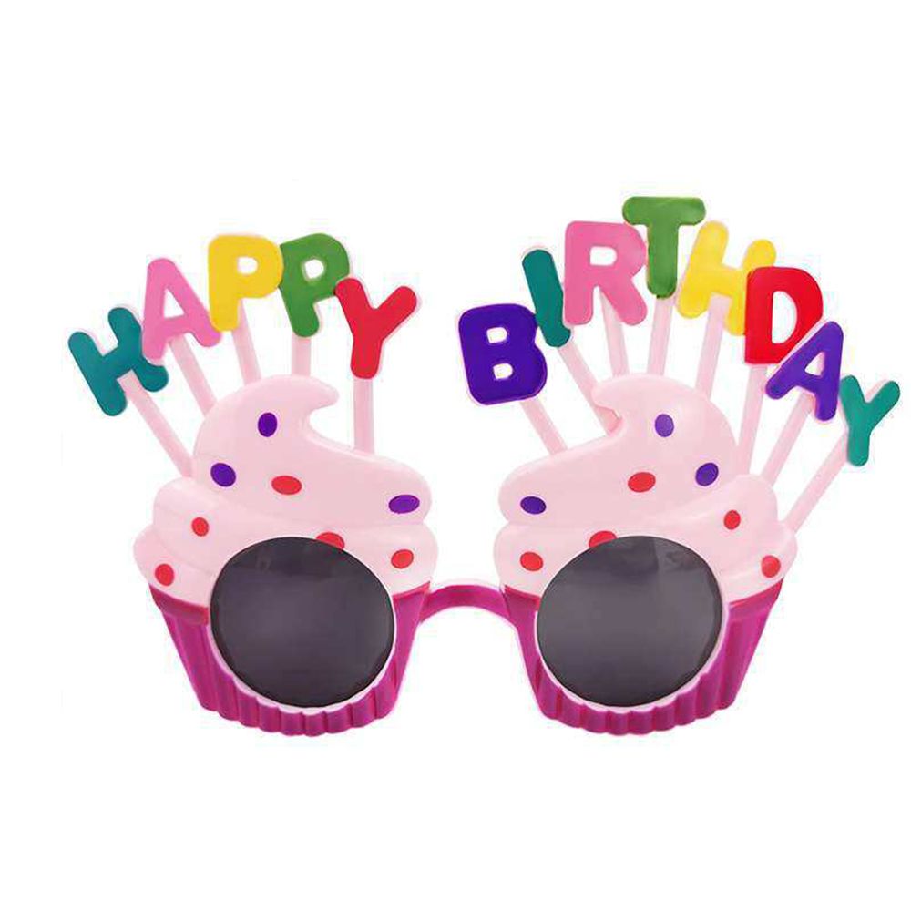 Funny Happy Birthday Glasses Cake Dollar Party Decoration Glasses for Adults Kids Newborn Photography Props: pink-Purple frame
