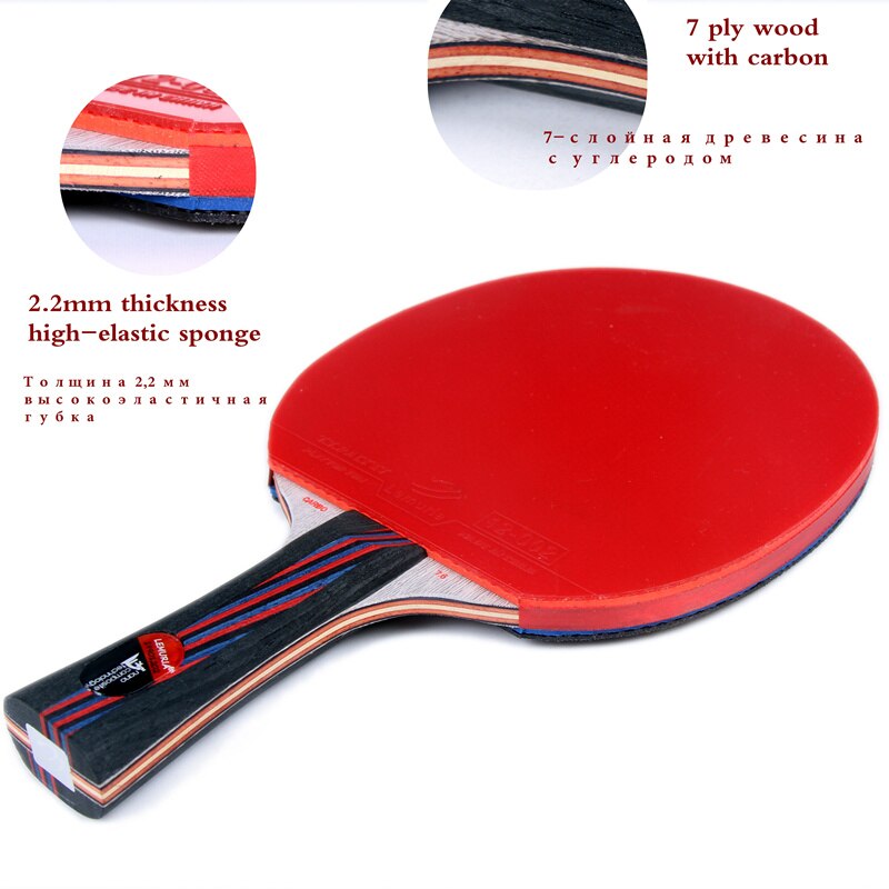 Lemuria karbonfiber 7.6 karbon 13 lag 7.6 wrb cr senior blå svamp bordtennisracketer dobbelt ansikt kviser-i gummier
