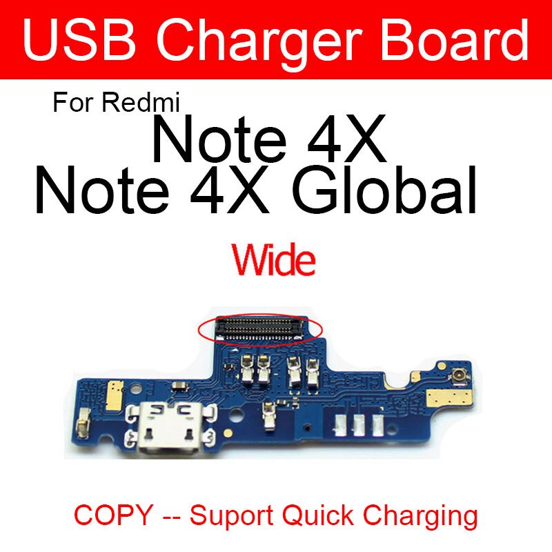 Placa de entrada usb carregadora, para xiaomi redmi note 4x x20 conector de carregamento para xiaomi note 4 porta de carregamento usb + peças do microfone: Note 4x wide copy