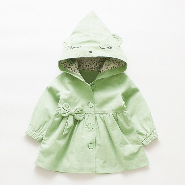 Baby Girls Jacket Autumn Winter Girls Windbreaker Coat Girl Trench Coat For 1 2 3 4Years Infant Outerwear Children Clothing: Green / 4T
