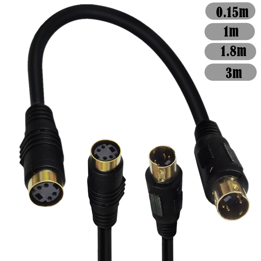 S-videokabel mini-din 4- stiftskabel hane till hane/hona guldpläterad kontakt kompatibel för dvd-, dss- och vcr-mottagare, dvr- och pvr-spelare