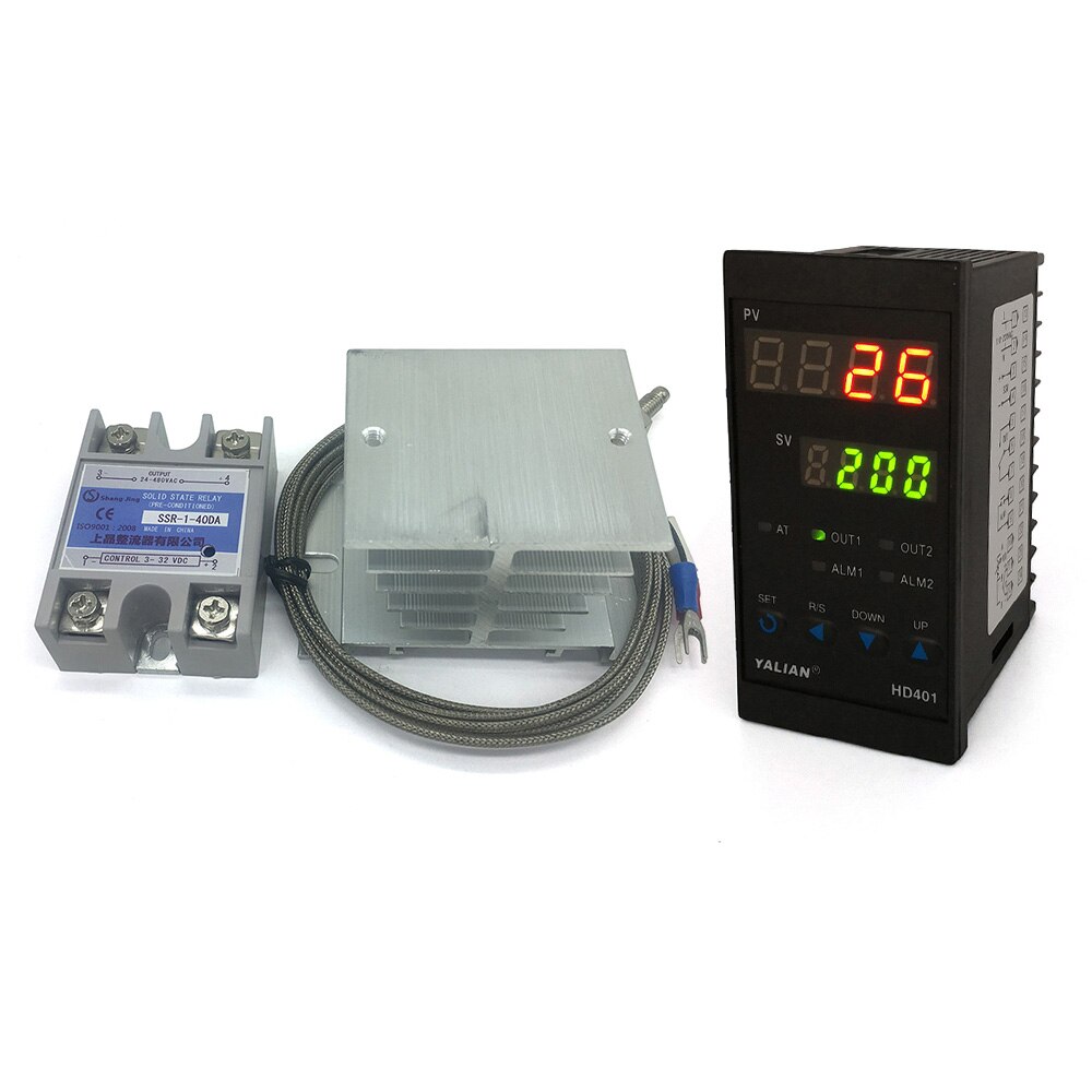 100V-240V pid digital temperature controller Max temperature range 1372 degrees Celsius+radiator+2M K Thermocouple+Max 40A SSR