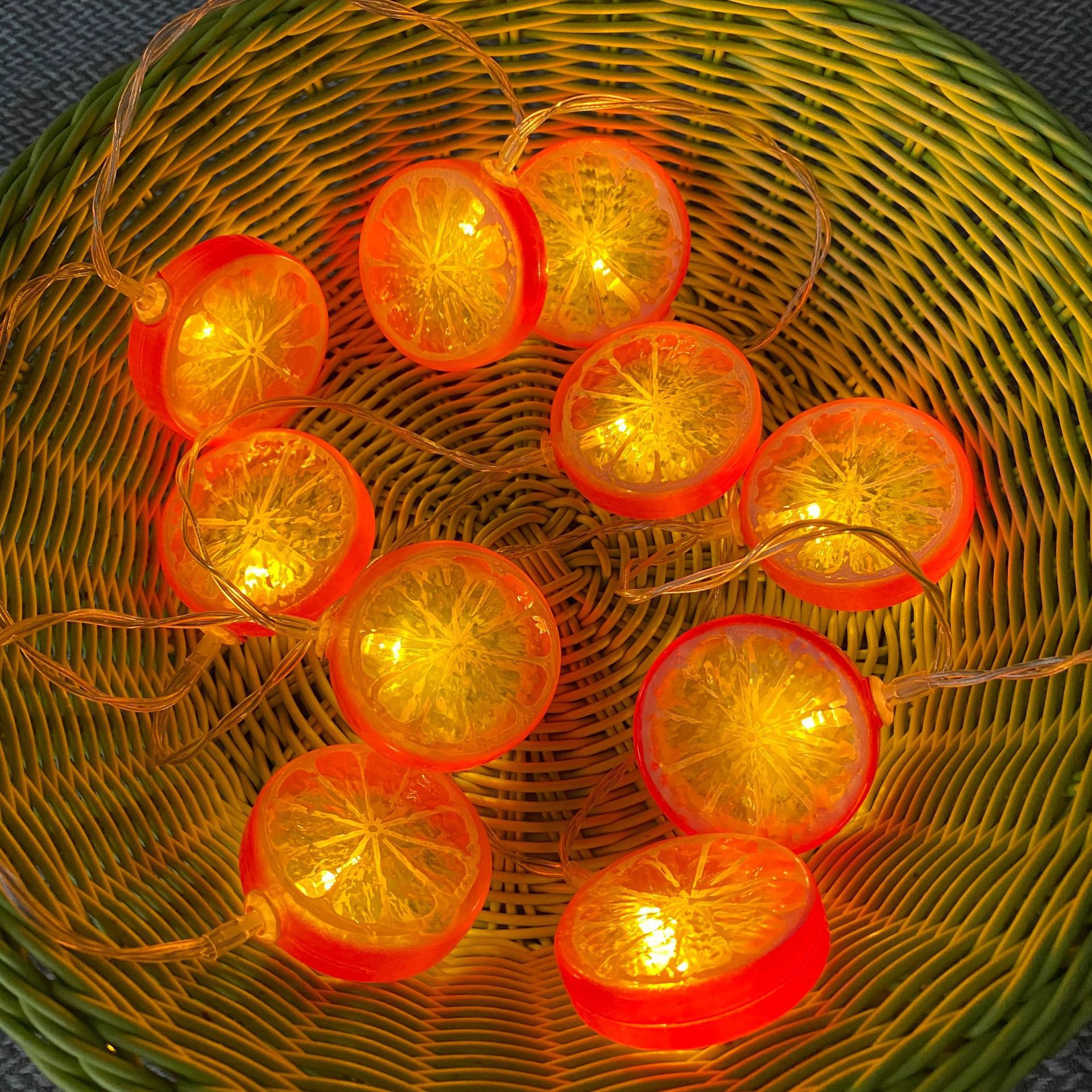 Guirlande lumineuse à 10led, 1.5M, Fruit fraise, noël, féerique, jardin, mariage, , décoration de maison,: lemon orange / by battery