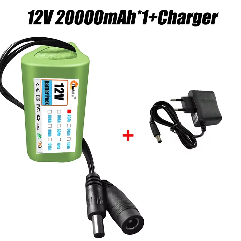 12V battery 3S1P 12V 20Ah 18650 lithium-ion battery pack with BMS for backup power supply CCTV cameras+12V charger: Orange