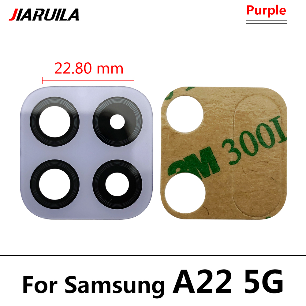 10 Stks/partij, achter Terug Camera Glazen Lens Voor Samsung A22 4G A225F / A22 5G A226B Camera Glas Met Lijm lijm: A22 5G Purple