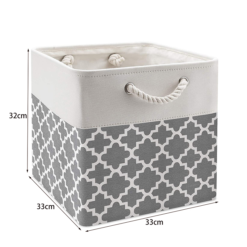 Large Foldable Storage Bin Collapsible Sturdy Fabric Storage Basket Cube Cotton Handles for Organizing Shelf Nursery Toy Closet